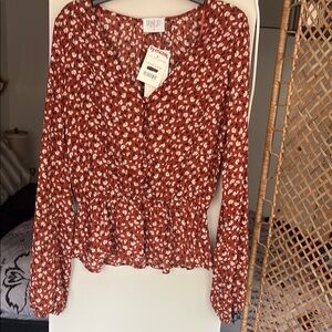 Red Floral Women's Top